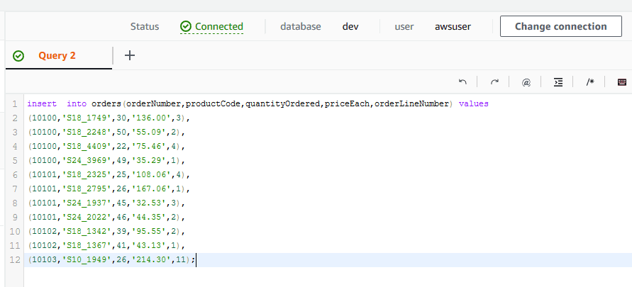 Amazon Redshift Data Lake Export - Insert records